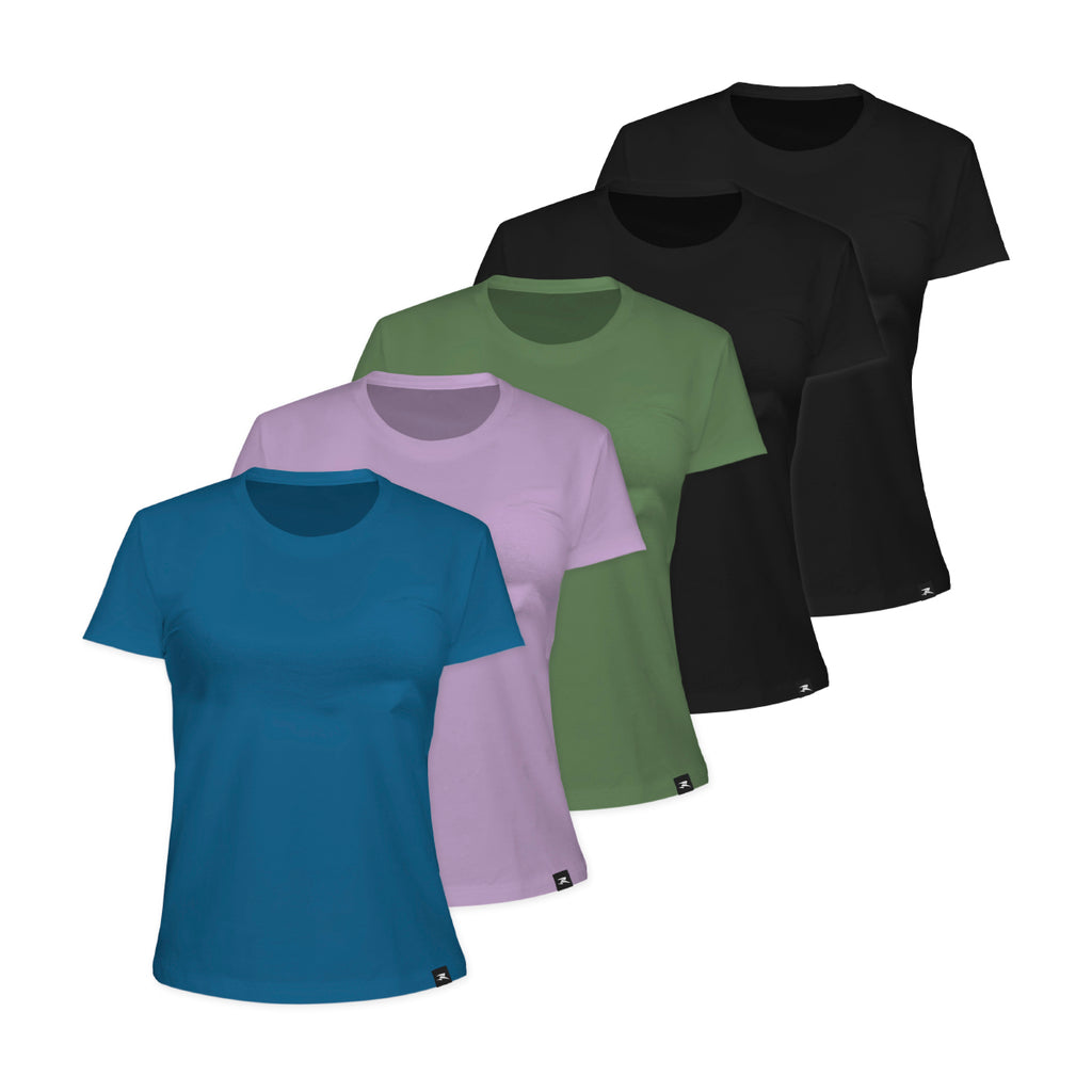 Camiseta Algodão Solid SS - Feminino - Kit com 5