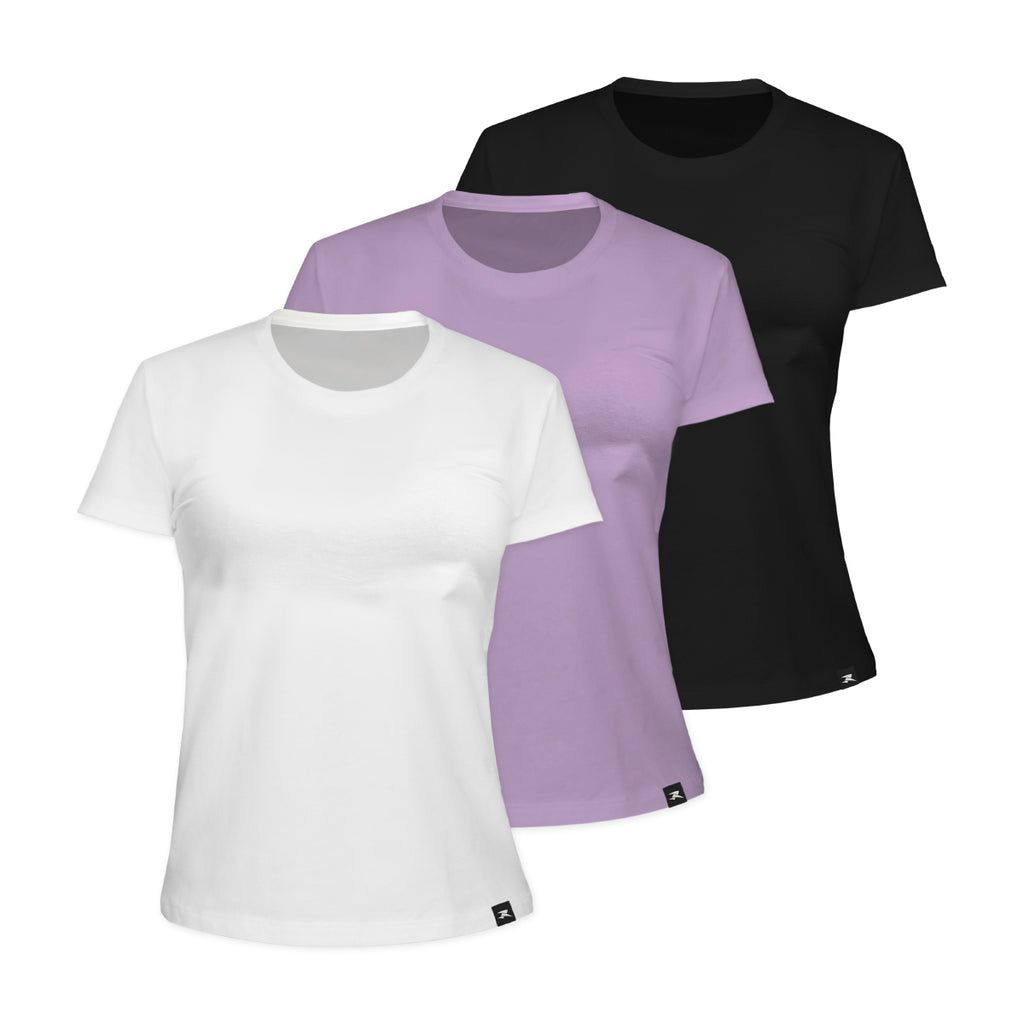 Camiseta Algodão Solid SS - Feminino - Kit com 3