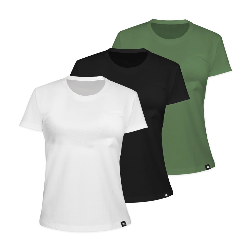 Camiseta Algodão Solid SS - Feminino - Kit com 3