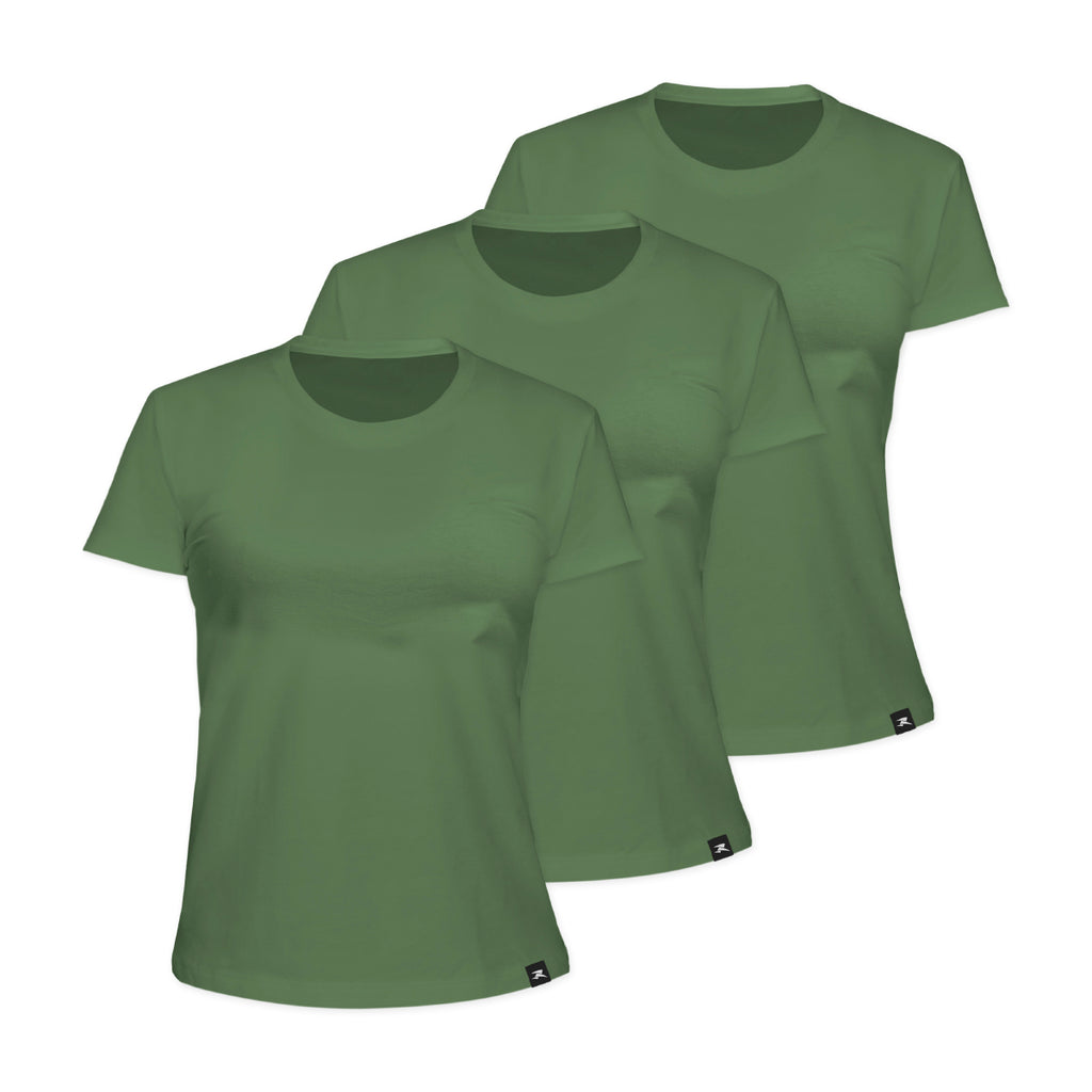Camiseta Algodão Solid SS - Feminino - Kit com 3