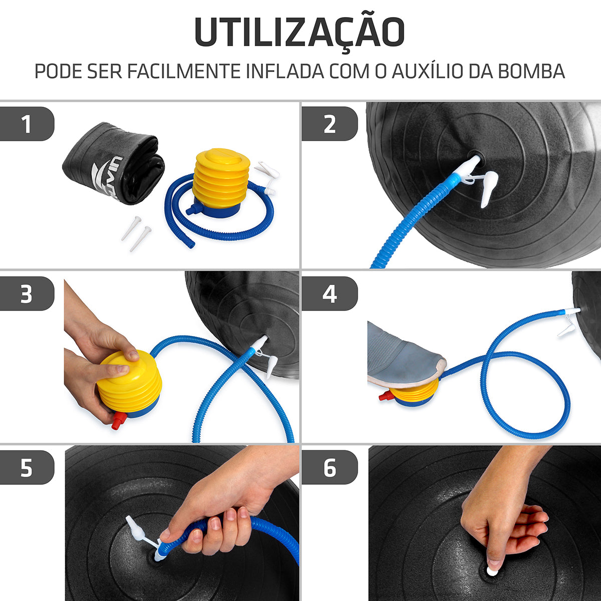Kit Bola de Pilates - 55cm + Luvas Musculação em EVA