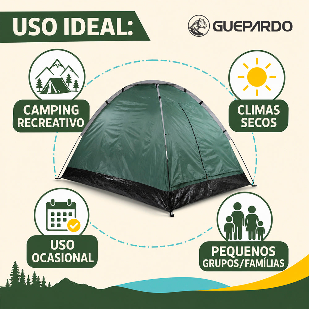 Barraca de Camping Koala 4 Pessoas Poliéster Varetas de Fibra Guepardo