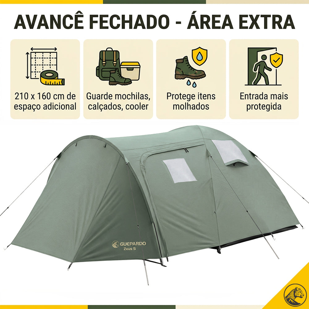 Barraca de Camping Zeus 4/5 Pessoas Guepardo 2500mm