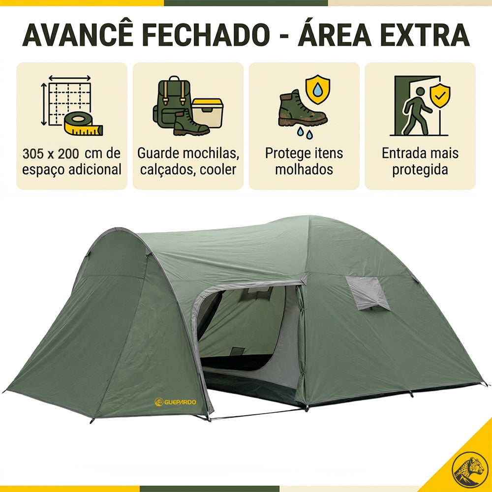 Barraca de Camping Zeus 5/6 Pessoas Guepardo Coluna d’água 2500mm
