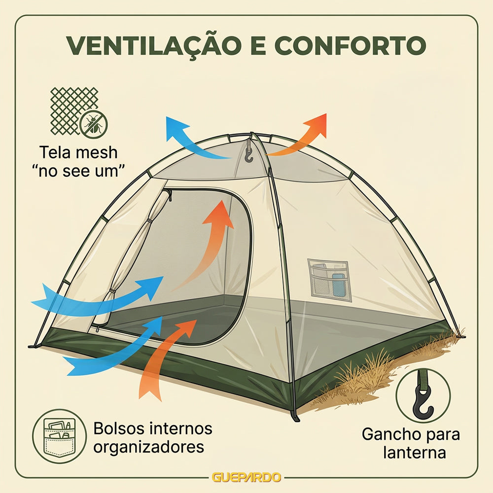 Barraca de Camping Zeus 5/6 Pessoas Guepardo Coluna d’água 2500mm