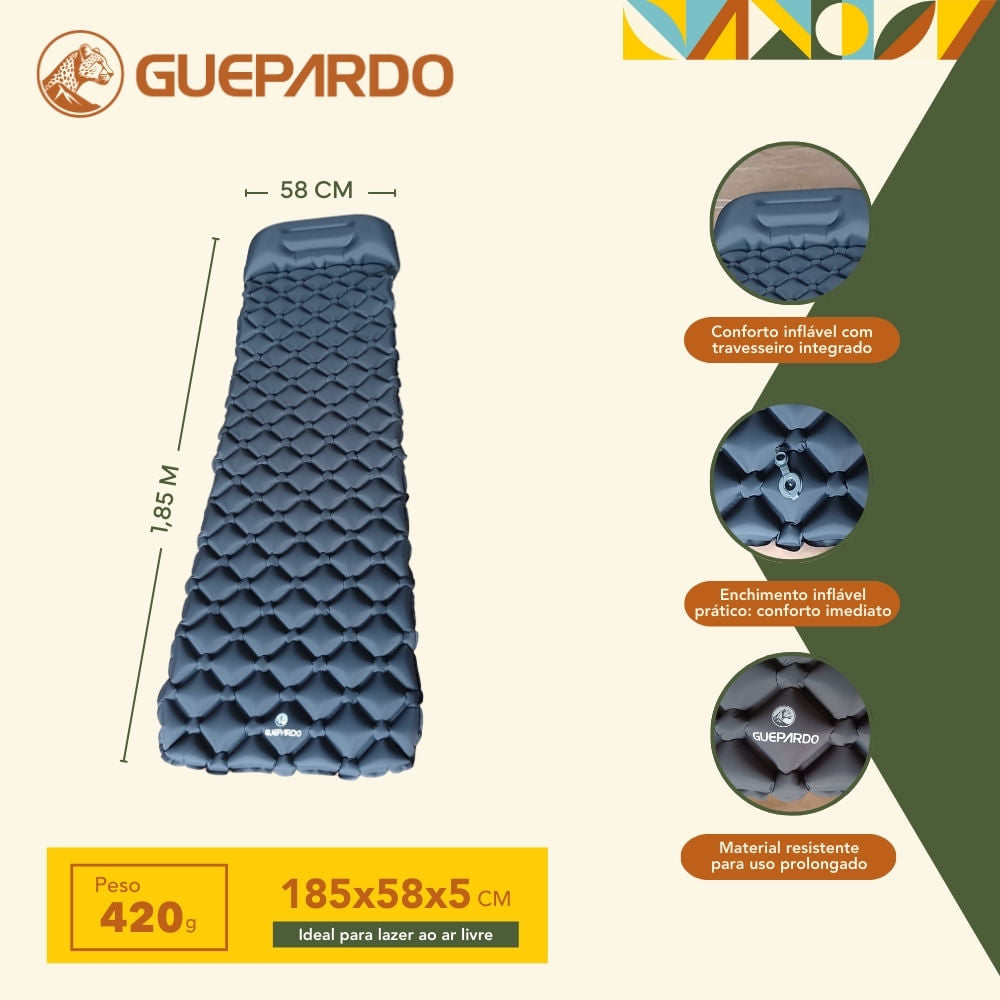 Isolante térmico inflável Dott Guepardo com travesseiro incorporado