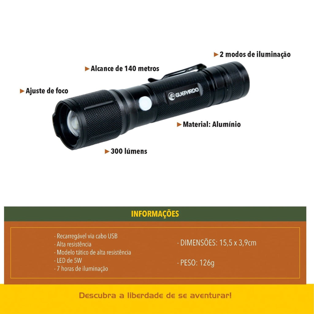 Lanterna recarregável Guepardo Attack de 140 lúmens