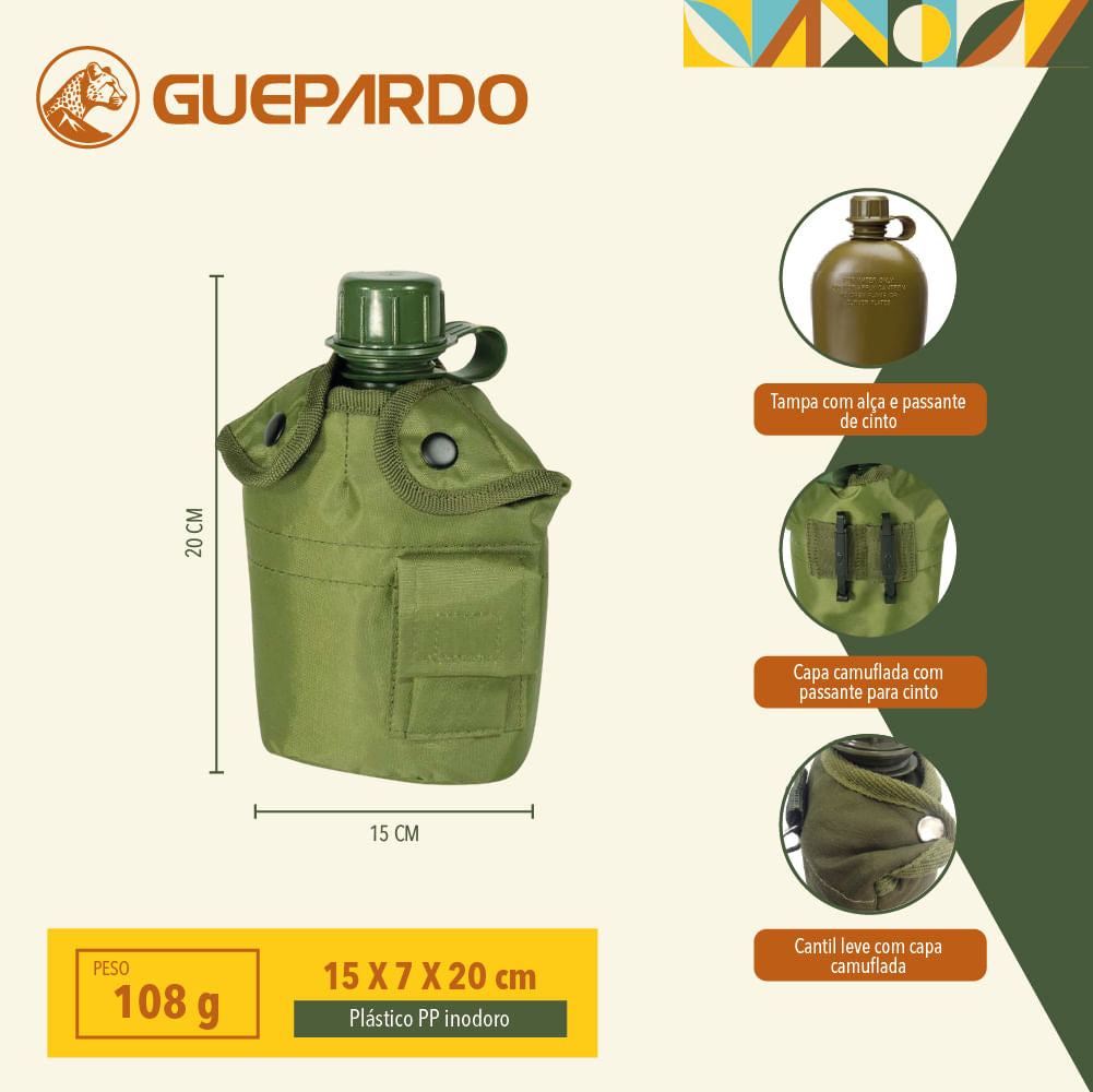 Cantil plástico com capacidade de 950 ml - Guepardo