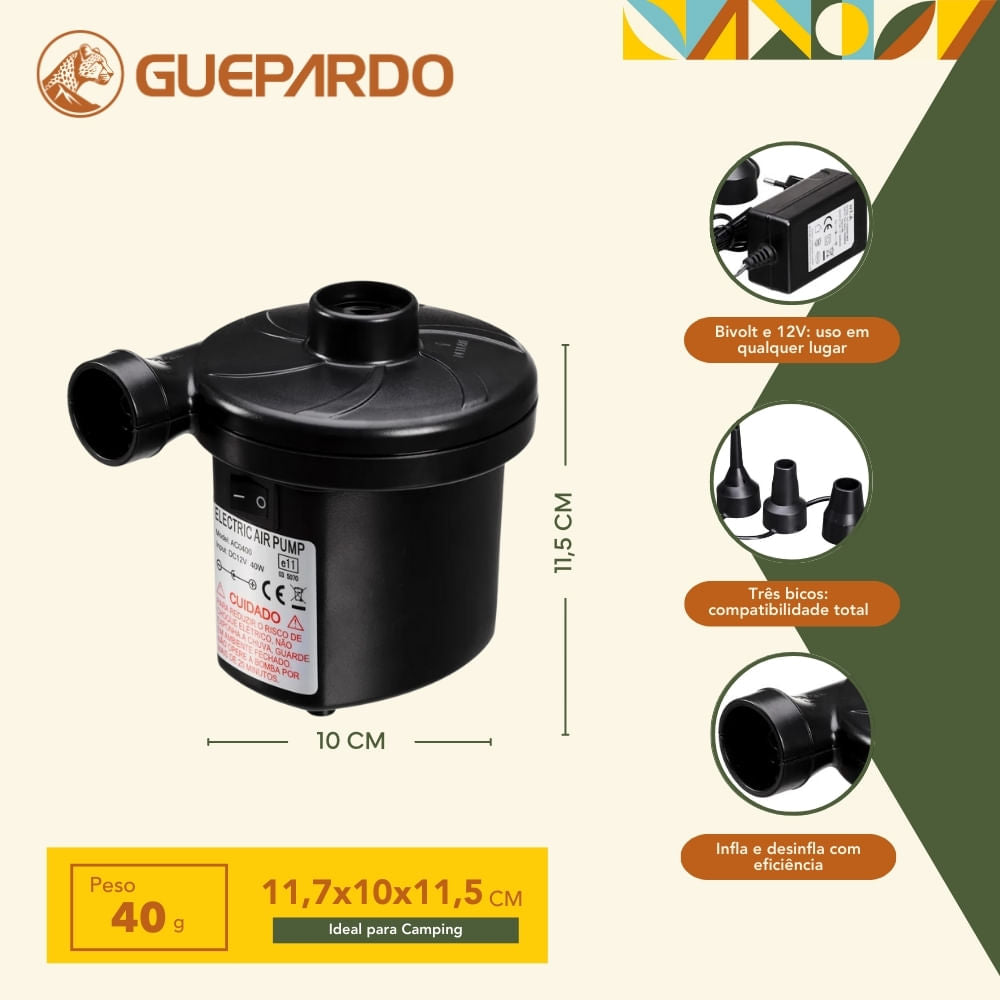 Inflador e Desinflador Guepardo Elétrico Duppio bivolt
