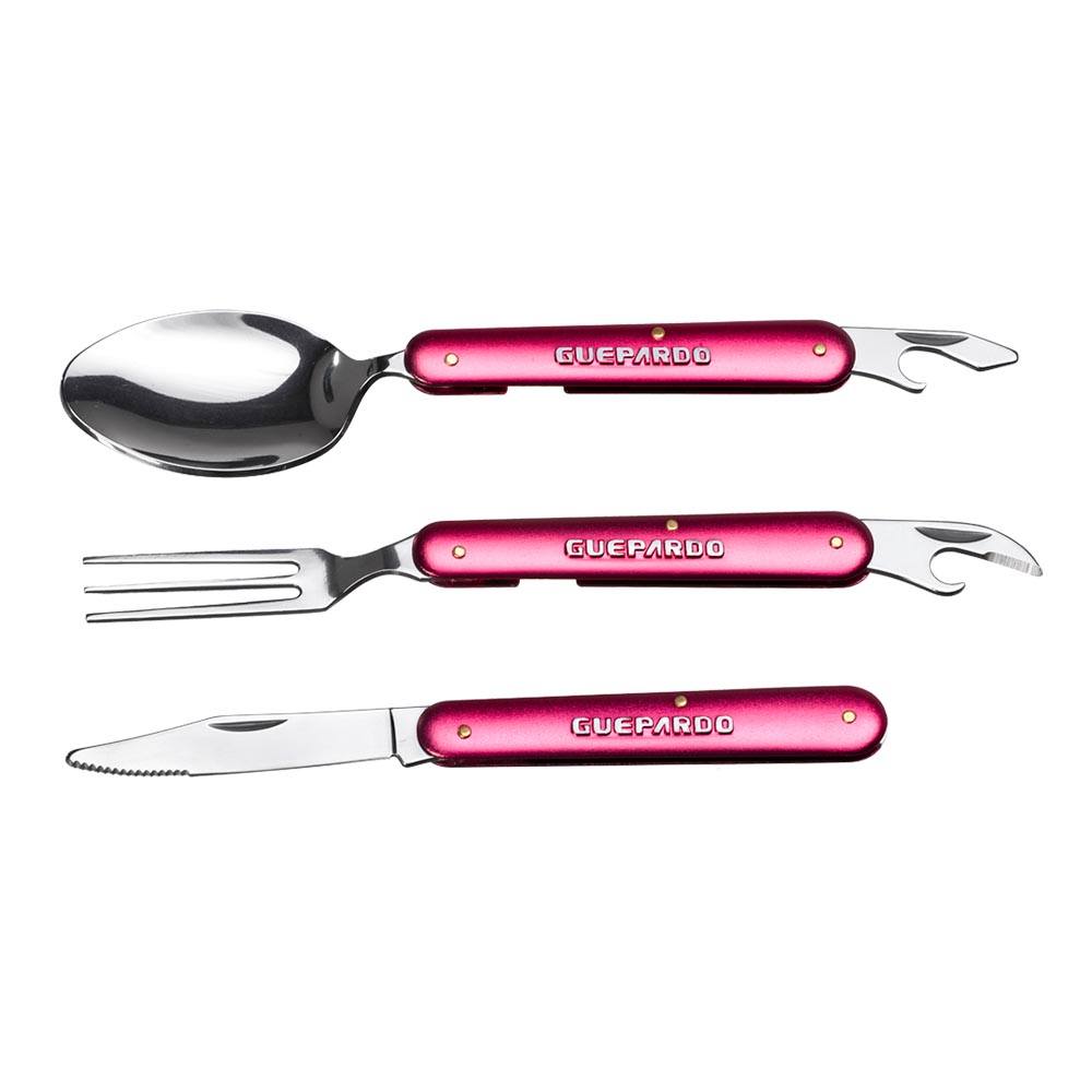 Conjunto de Talheres Trekker Guepardo para camping em aço