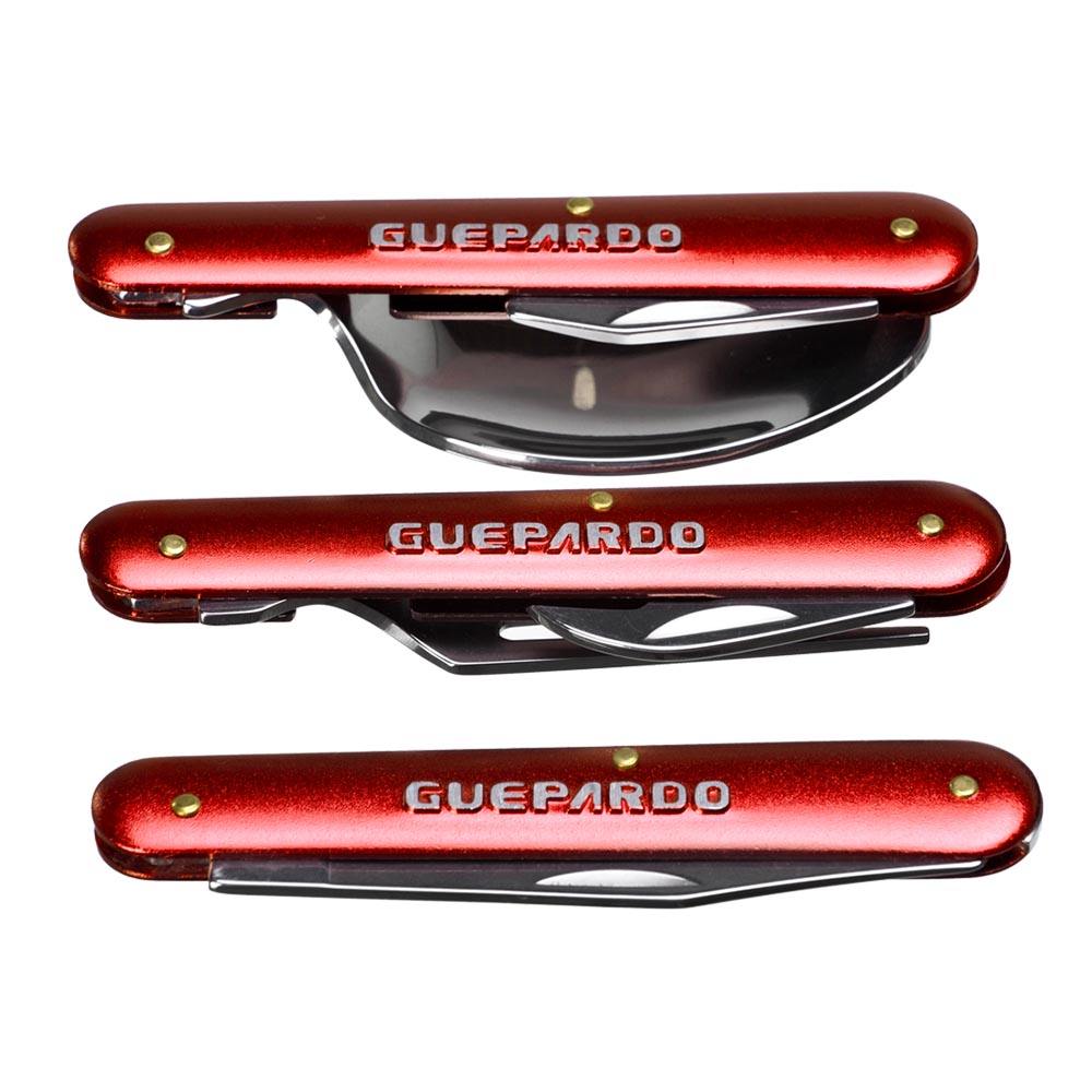 Conjunto de Talheres Trekker Guepardo para camping em aço