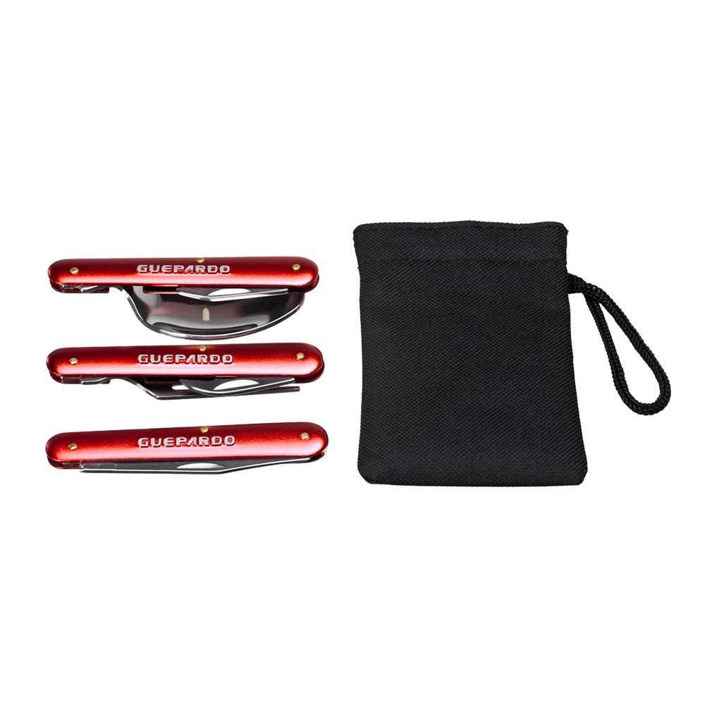 Conjunto de Talheres Trekker Guepardo para camping em aço