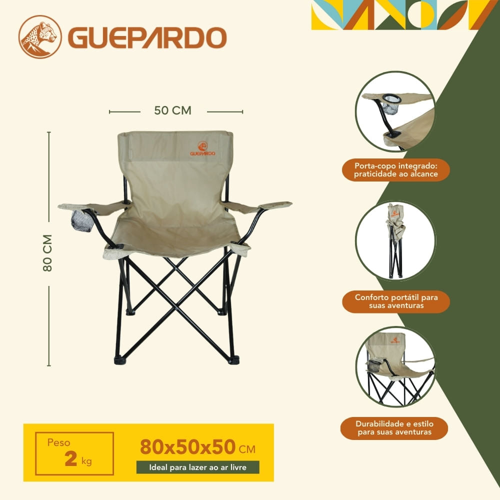 Cadeira Dobrável com Porta-Copo Relax Guepardo