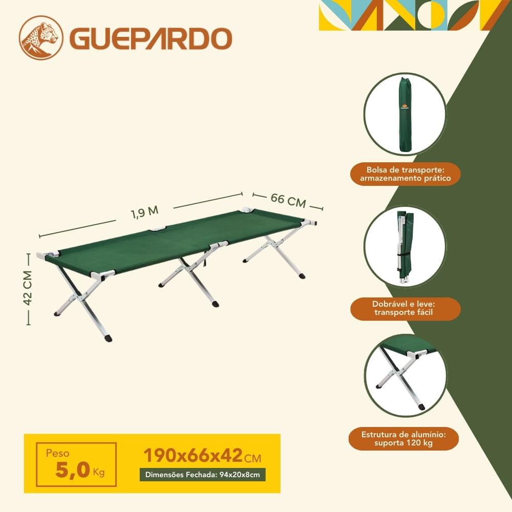 Cama Dobrável Portátil Solteiro Jungle Guepardo