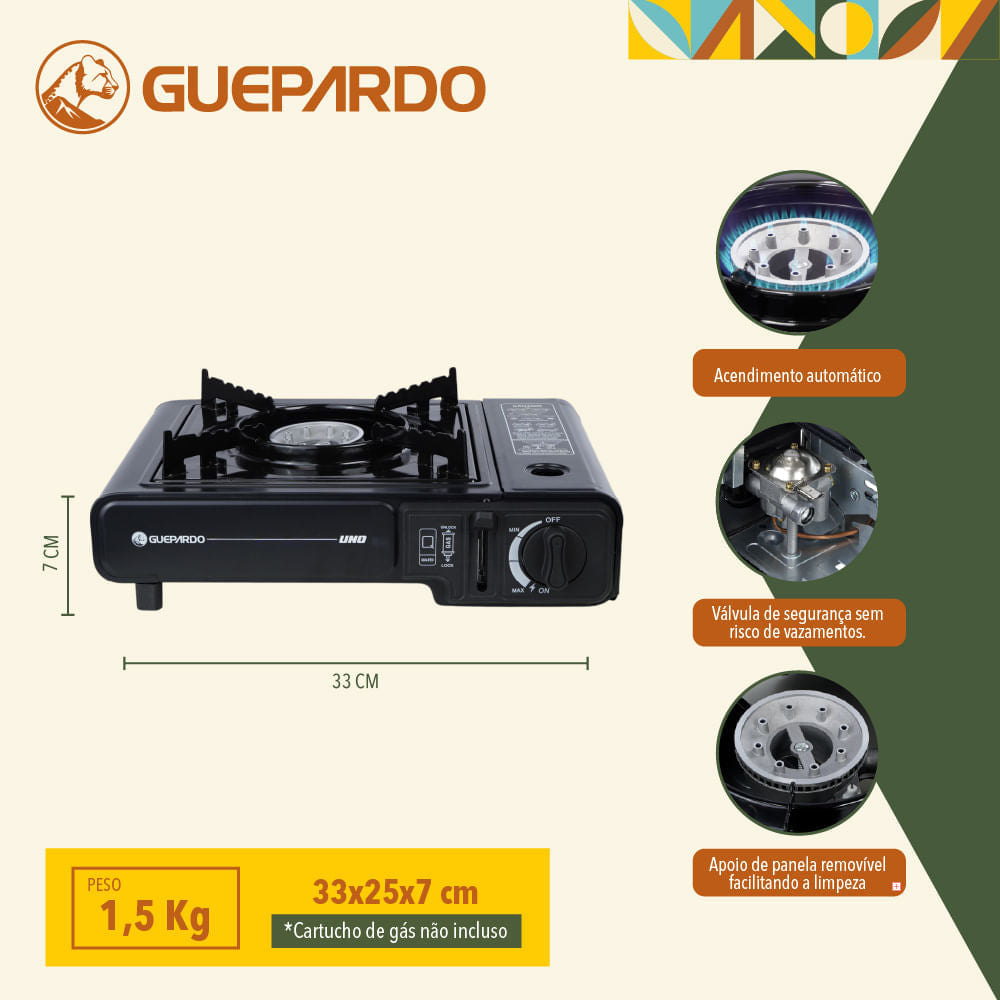 Combo Fogareiro com Ignição Automática UNO Guepardo com Escudo para Fogareiro G NTK