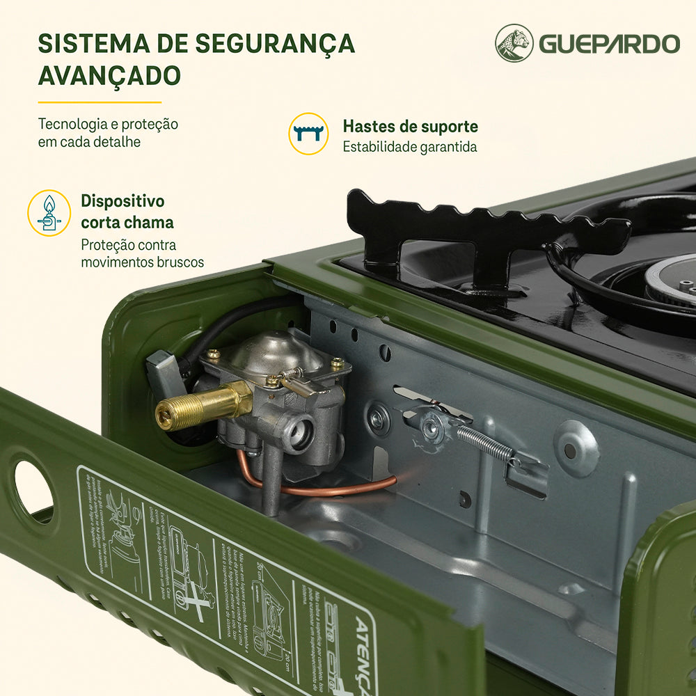 Combo Fogareiro Guepardo New Duppio Duplo com Maleta + Suporte para Cafeteira Italiana NTK