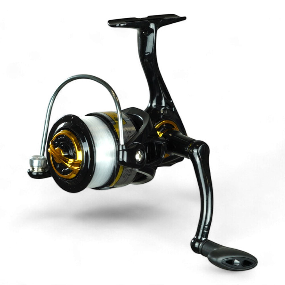 Molinete Gladiador 2000 Estrutura Compacta Linha de 0,18mm a 0,25mm CX30 Preto Aquafishing