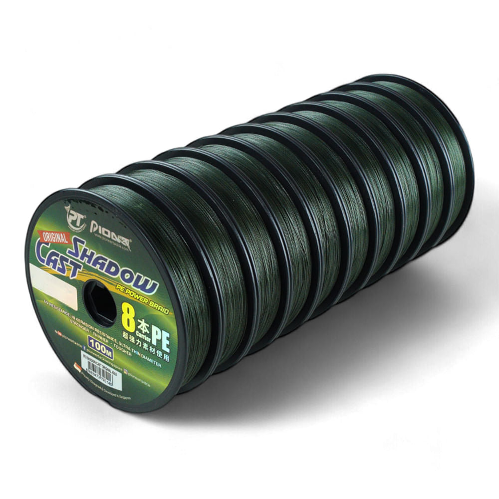 Linha de Pesca Multifilamento SHADOW CAST 8X Fibra Resistente 0,26mm Verde Escuro Pioneer