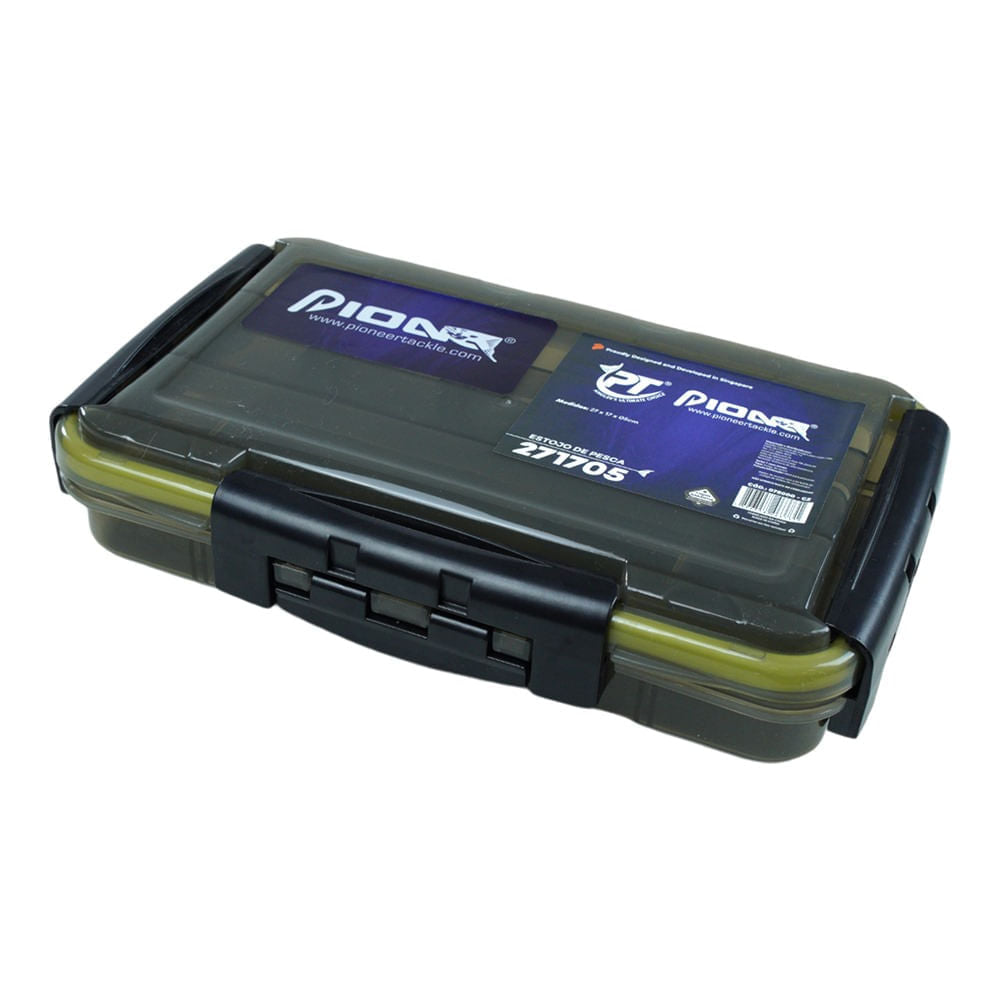 Estojo de Pesca 271705 com Trava de Segurança, Polímero de Alta Resistência 27x17x5 cm Cinza Pioneer