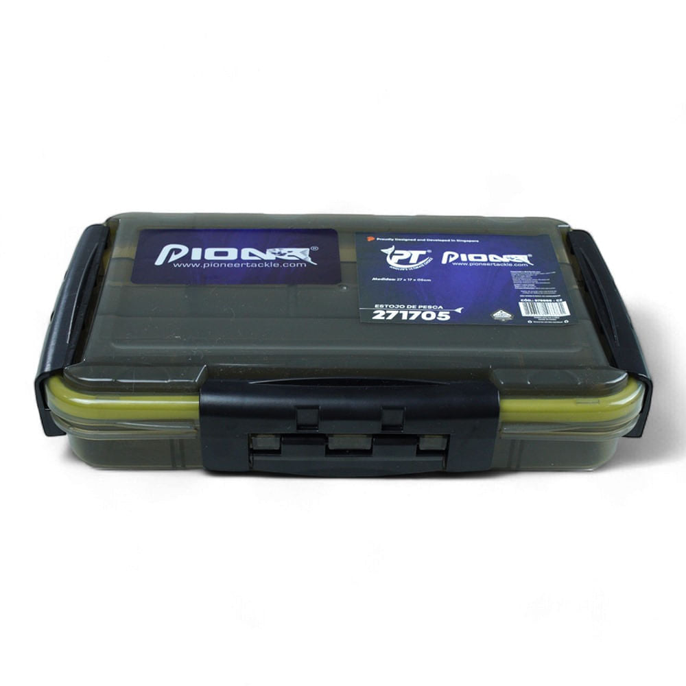 Estojo de Pesca 271705 com Trava de Segurança, Polímero de Alta Resistência 27x17x5 cm Cinza Pioneer