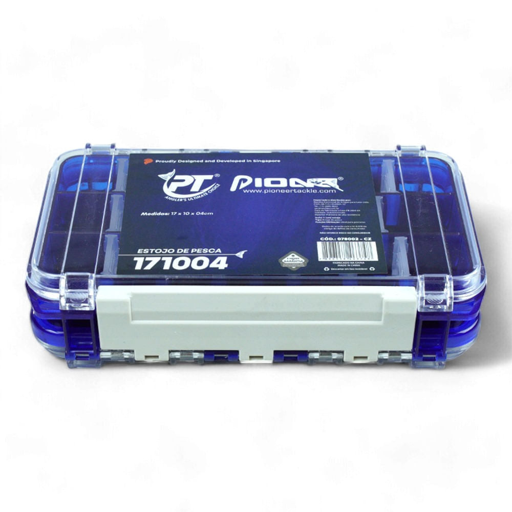 Estojo de Pesca 171004 com Divisórias Removíveis e Trava de Segurança, Polímero de Alta Resistência 17x10x4 cm Pioneer