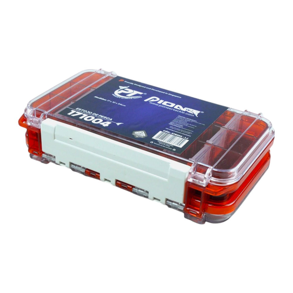 Estojo de Pesca 171004 com Divisórias Removíveis e Trava de Segurança, Polímero de Alta Resistência 17x10x4 cm Pioneer