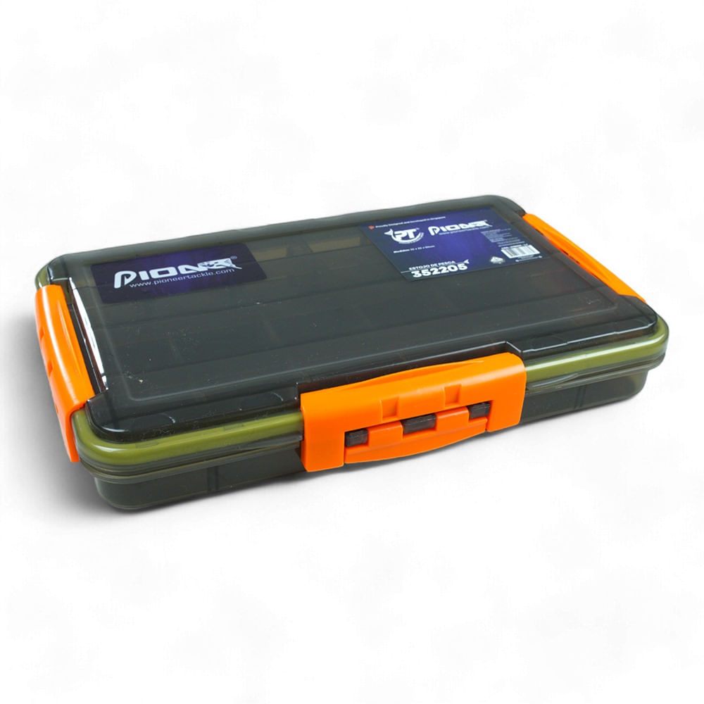 Estojo de Pesca 352205 com Divisórias Removíveis, Polímero de Alta Resistência 35x22x5 cm Laranja Pioneer