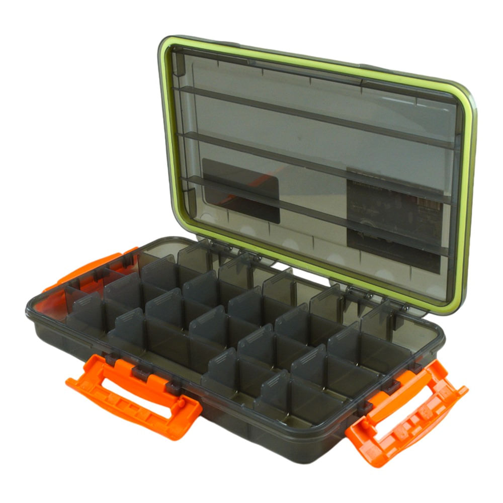 Estojo de Pesca 352205 com Divisórias Removíveis, Polímero de Alta Resistência 35x22x5 cm Laranja Pioneer