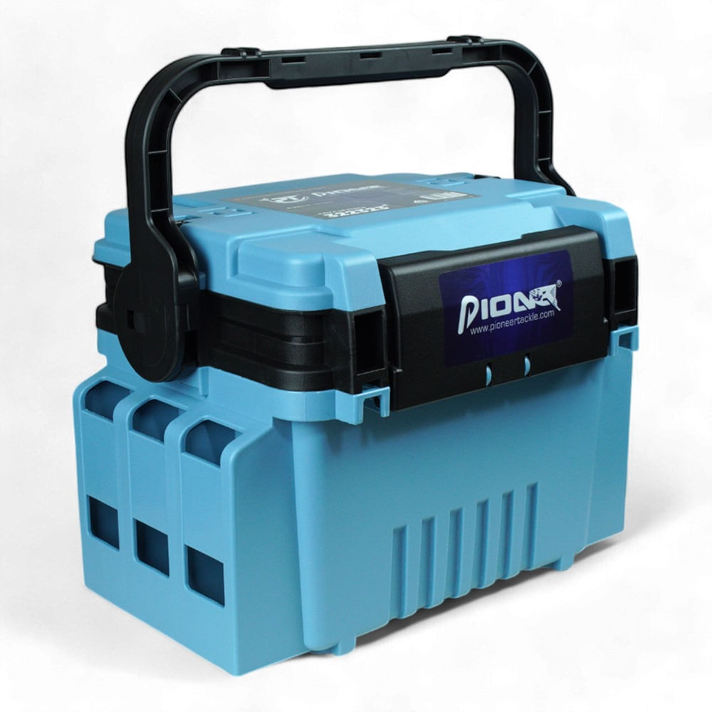 Caixa de Pesca 322323 com Estojo Removível e Alça de Transporte, Polímero de Alta Resistência 32x23x23 cm Preta Pioneer