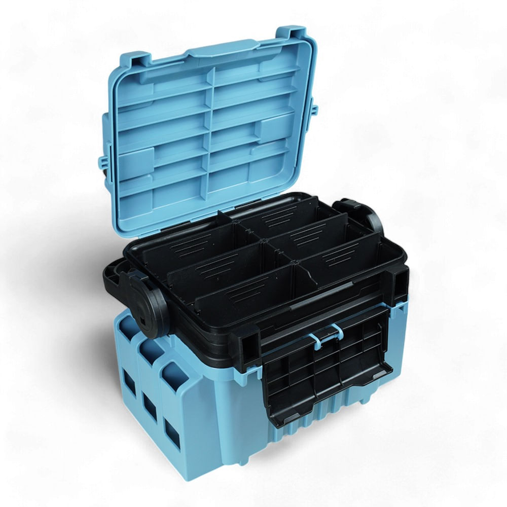 Caixa de Pesca 322323 com Estojo Removível e Alça de Transporte, Polímero de Alta Resistência 32x23x23 cm Preta Pioneer