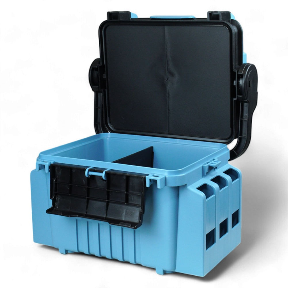 Caixa de Pesca 322323 com Estojo Removível e Alça de Transporte, Polímero de Alta Resistência 32x23x23 cm Preta Pioneer