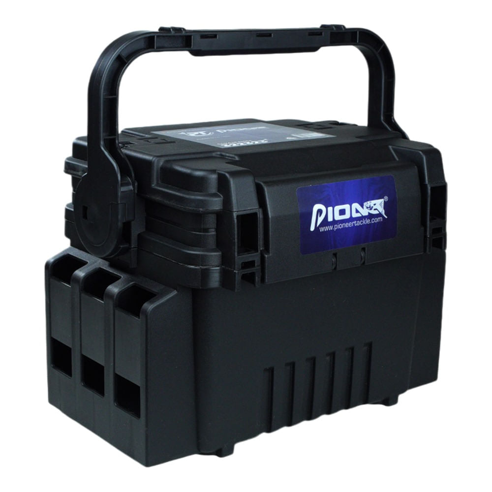 Caixa de Pesca 322323 com Estojo Removível e Alça de Transporte, Polímero de Alta Resistência 32x23x23 cm Preta Pioneer