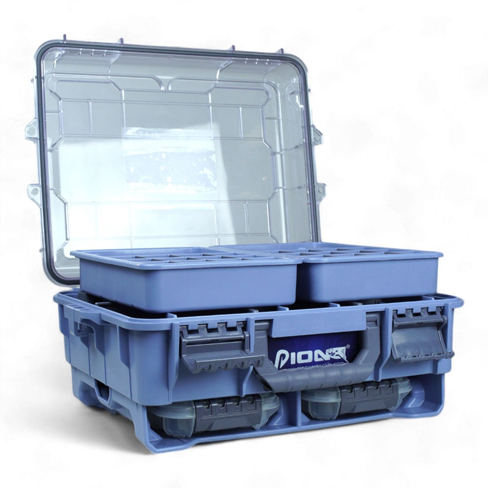 Maleta de Pesca 372917 com Bandejas e 7 Divisórias Removíveis, Polímero de Alta Resistência 37x29x17 cm Pioneer