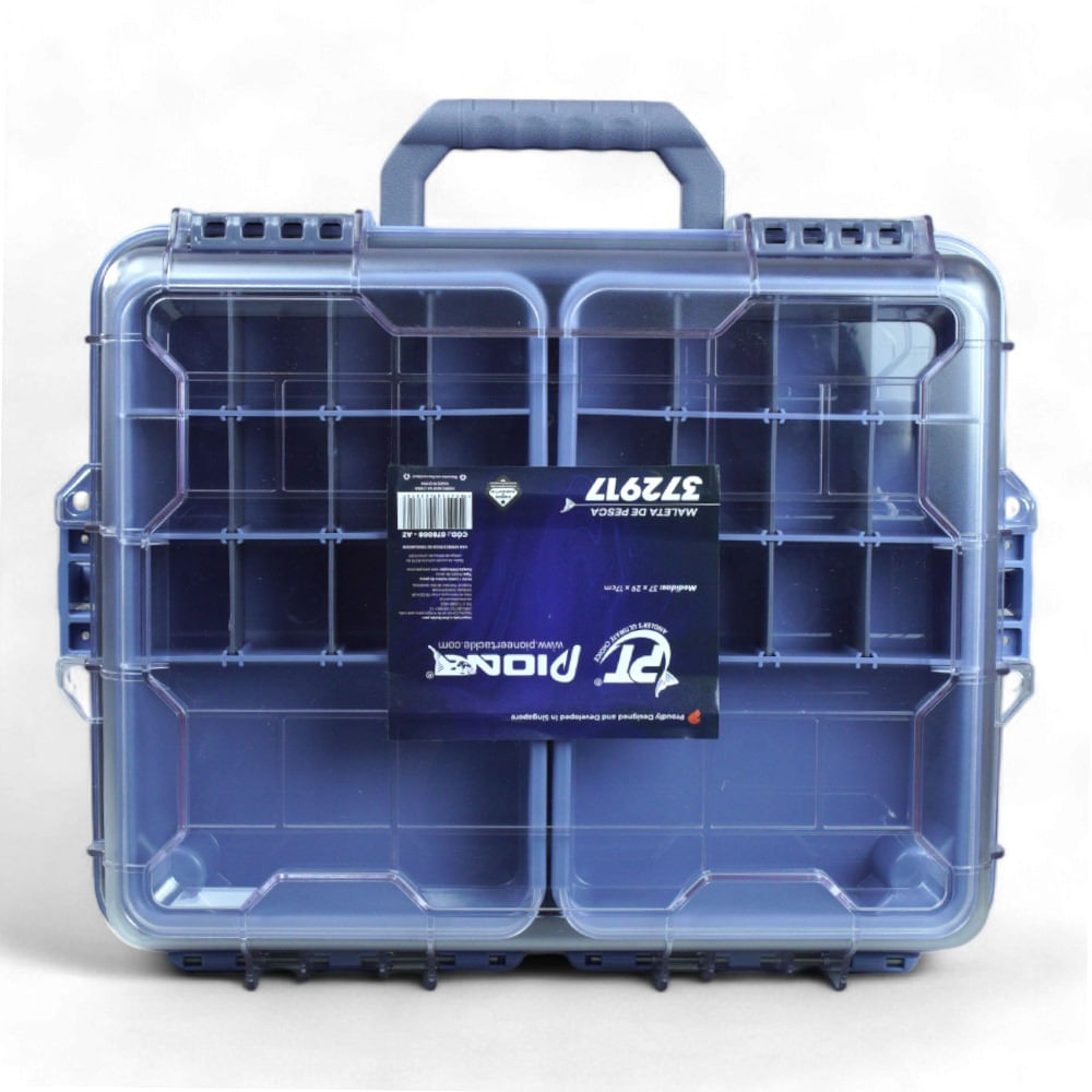 Maleta de Pesca 372917 com Bandejas e 7 Divisórias Removíveis, Polímero de Alta Resistência 37x29x17 cm Pioneer