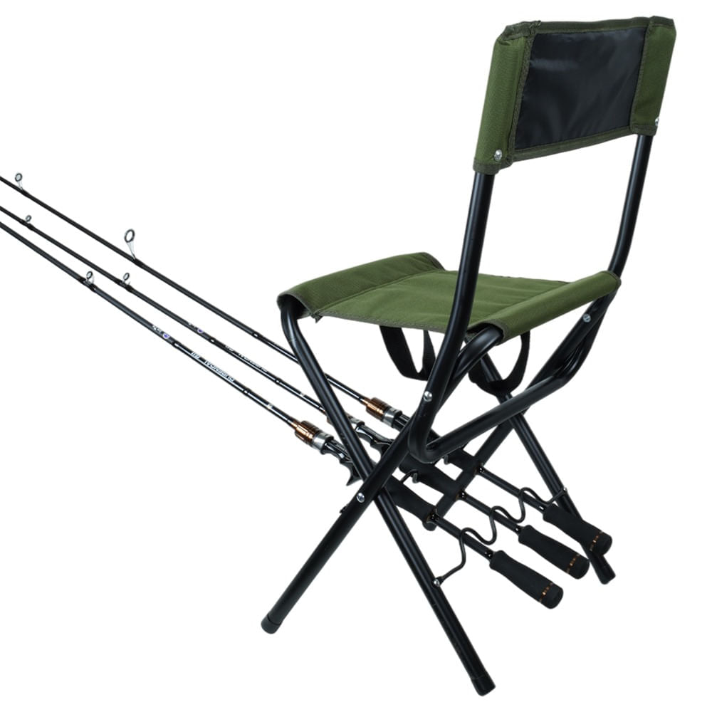 Banqueta Pescador Pesca Brasil com Apoio para Vara de Pesca