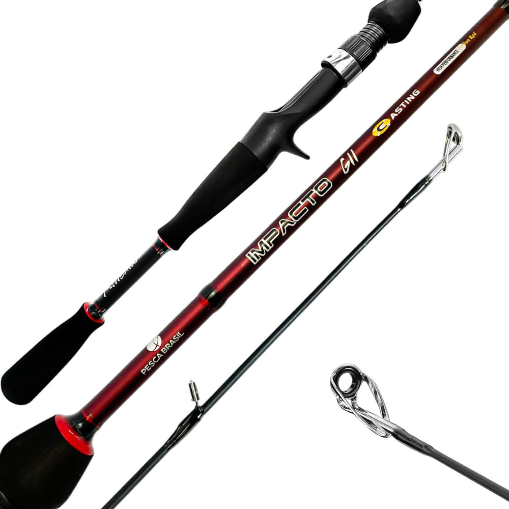 Vara Carretilha 2,13m Carbono 40lbs Impacto GII 40C-7,0 Long Vermelho Pesca Brasil