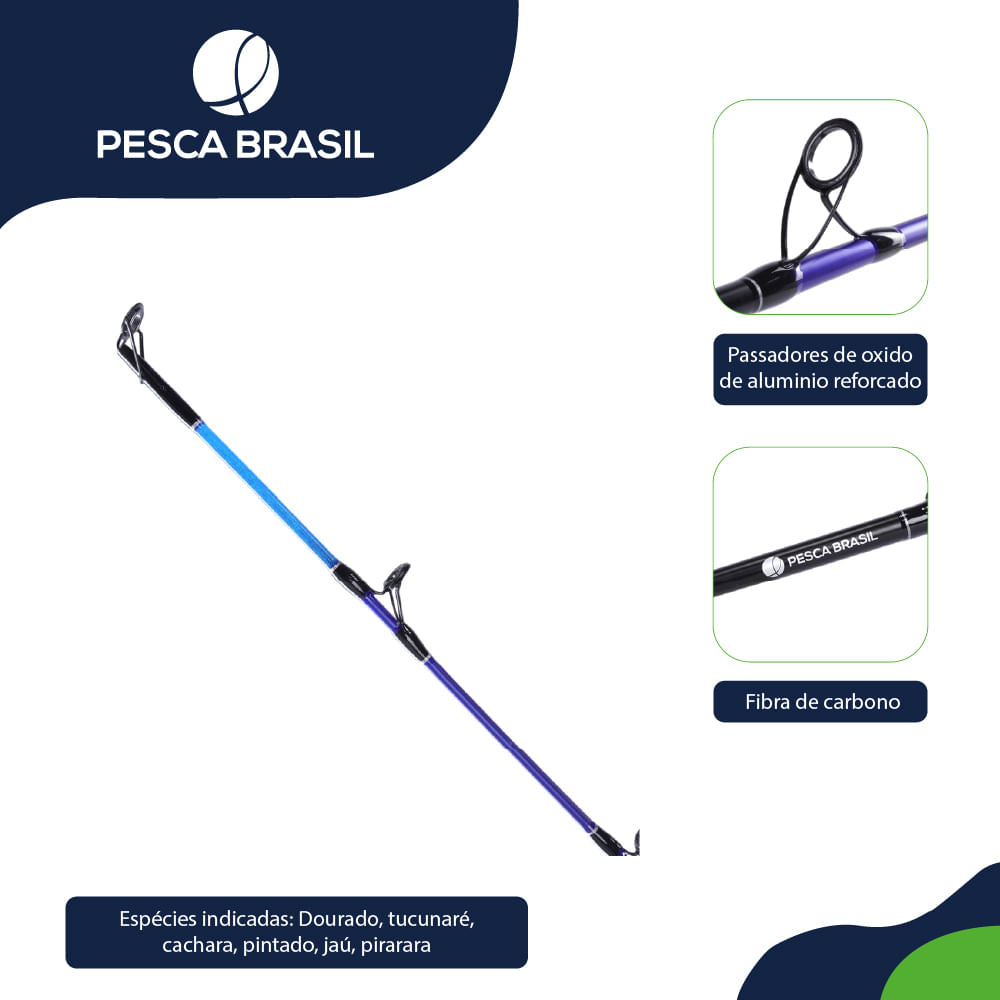 Vara para Molinete 1,82m Bravus STT Fibra de Carbono Pesca Brasil 60lbs