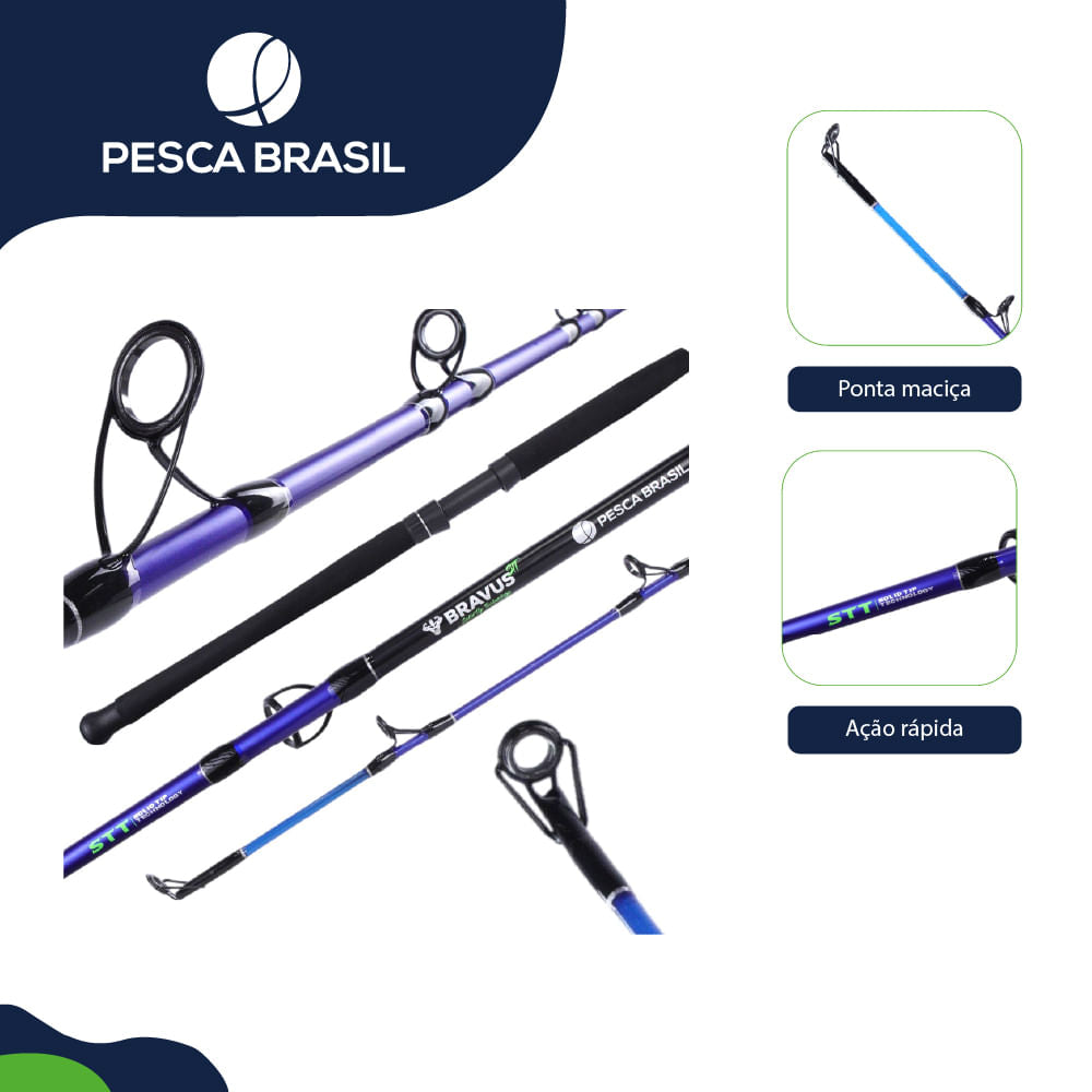 Vara para Molinete 1,82m Bravus STT Fibra de Carbono Pesca Brasil 80lbs