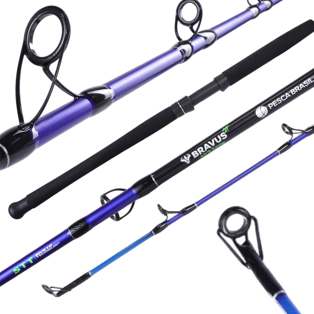 Vara para Molinete 1,98m Bravus STT Pesca Brasil Fibra de Carbono Pesca Brasil 120lbs