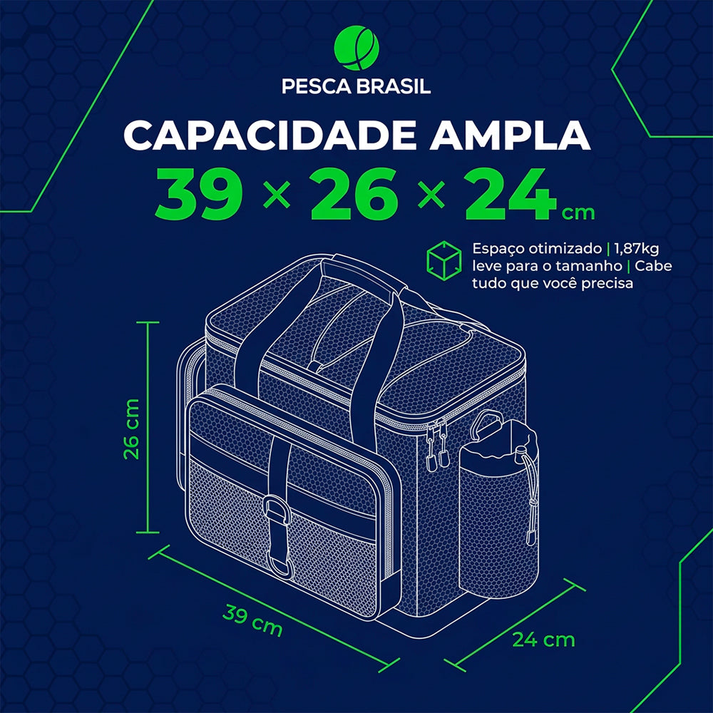 Bolsa Grande Pro Team NG Pesca Brasil com 4 Estojos