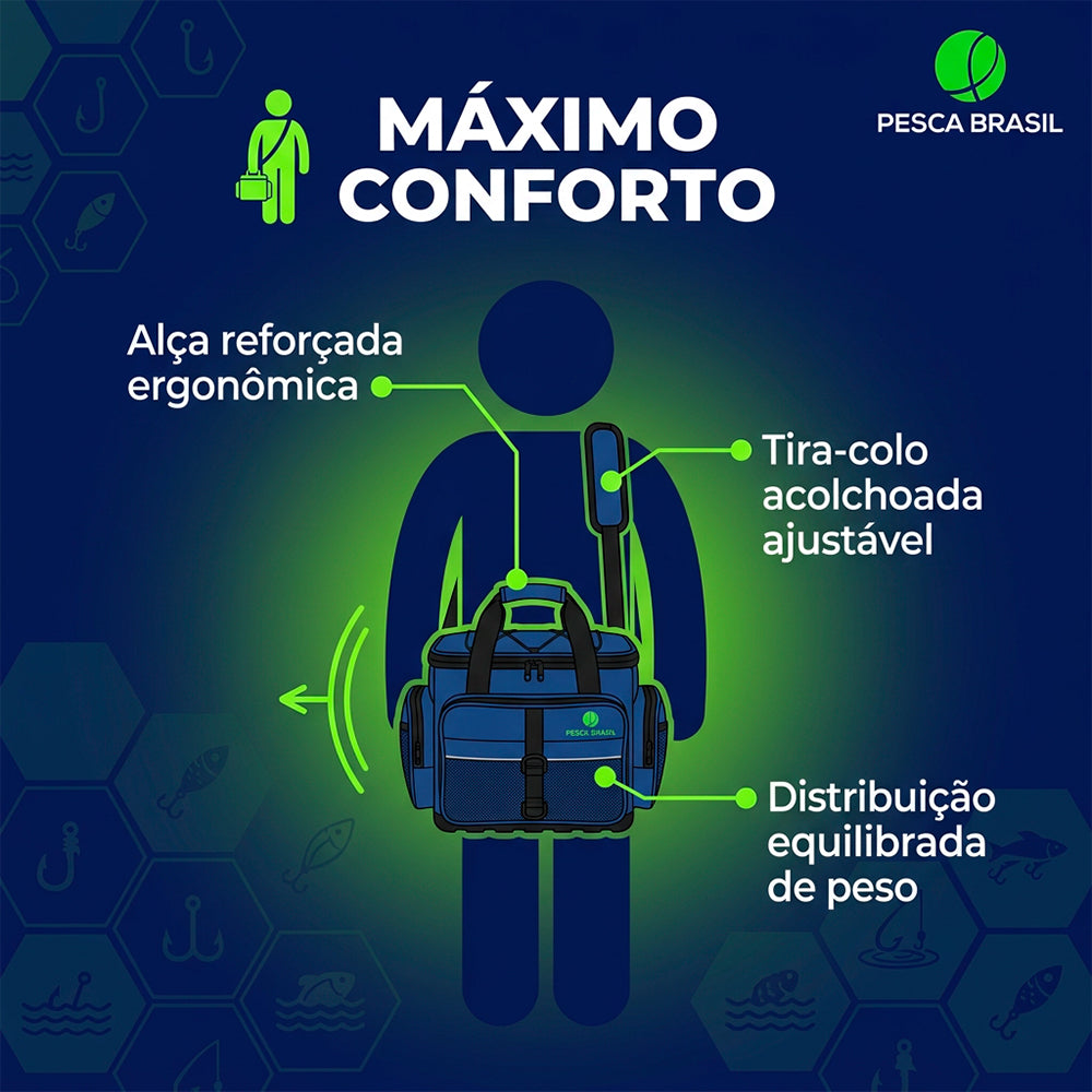 Bolsa Grande Pro Team NG Pesca Brasil com 4 Estojos