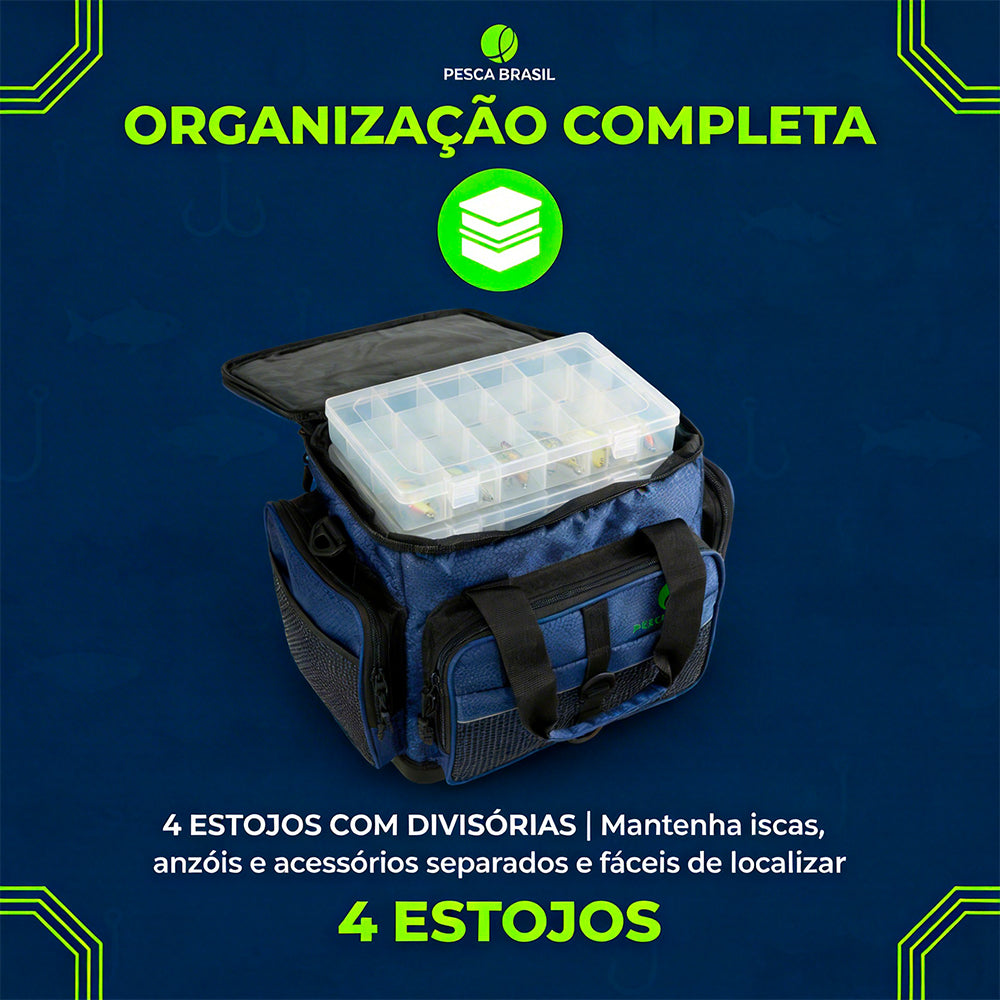 Bolsa Grande Pro Team NG Pesca Brasil com 4 Estojos