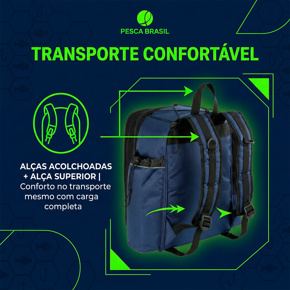 Mochila Pro Team NG Pesca Brasil com 4 Estojos Organizadores