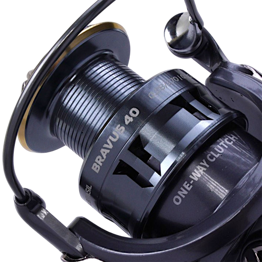 Molinete Bravus 40 Pesca Brasil 4+1 Rolamentos e Ambidestro