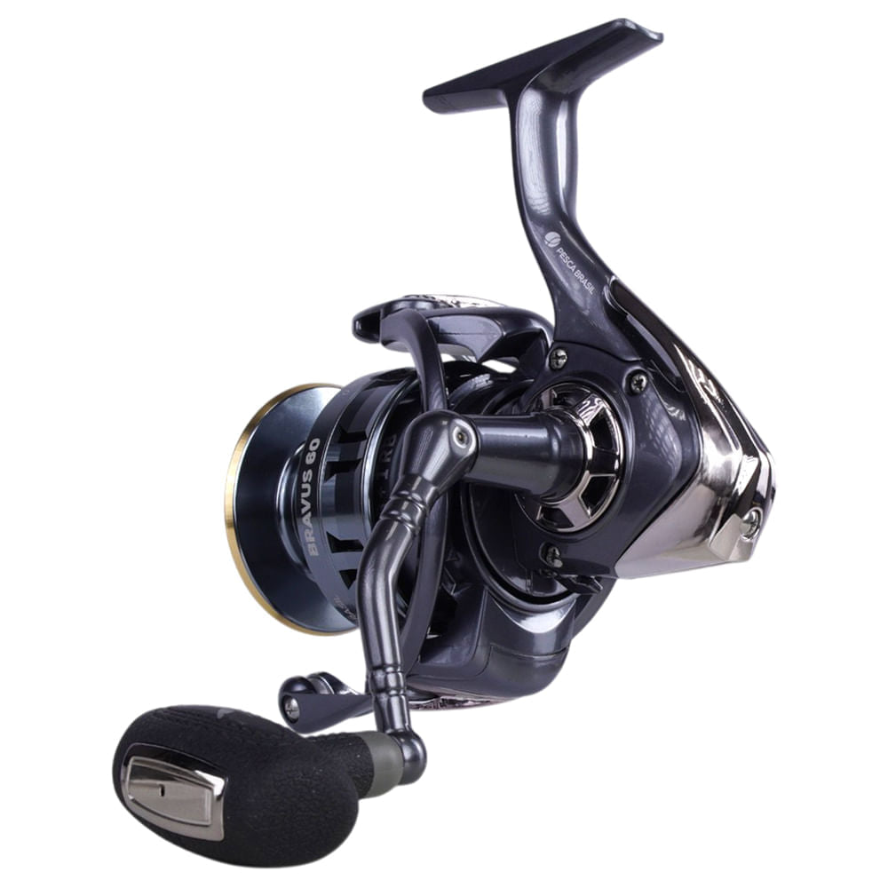 Molinete Bravus 60 Pesca Brasil 4+1 Rolamentos e Ambidestro