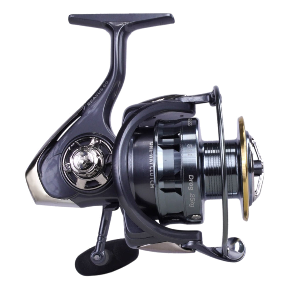 Molinete Bravus 60 Pesca Brasil 4+1 Rolamentos e Ambidestro
