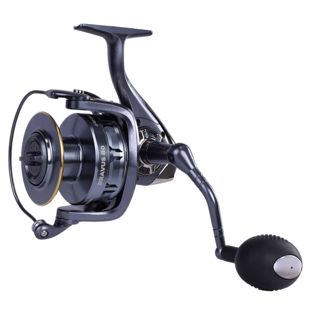 Molinete Bravus 80 Pesca Brasil 4+1 Rolamentos e Ambidestro