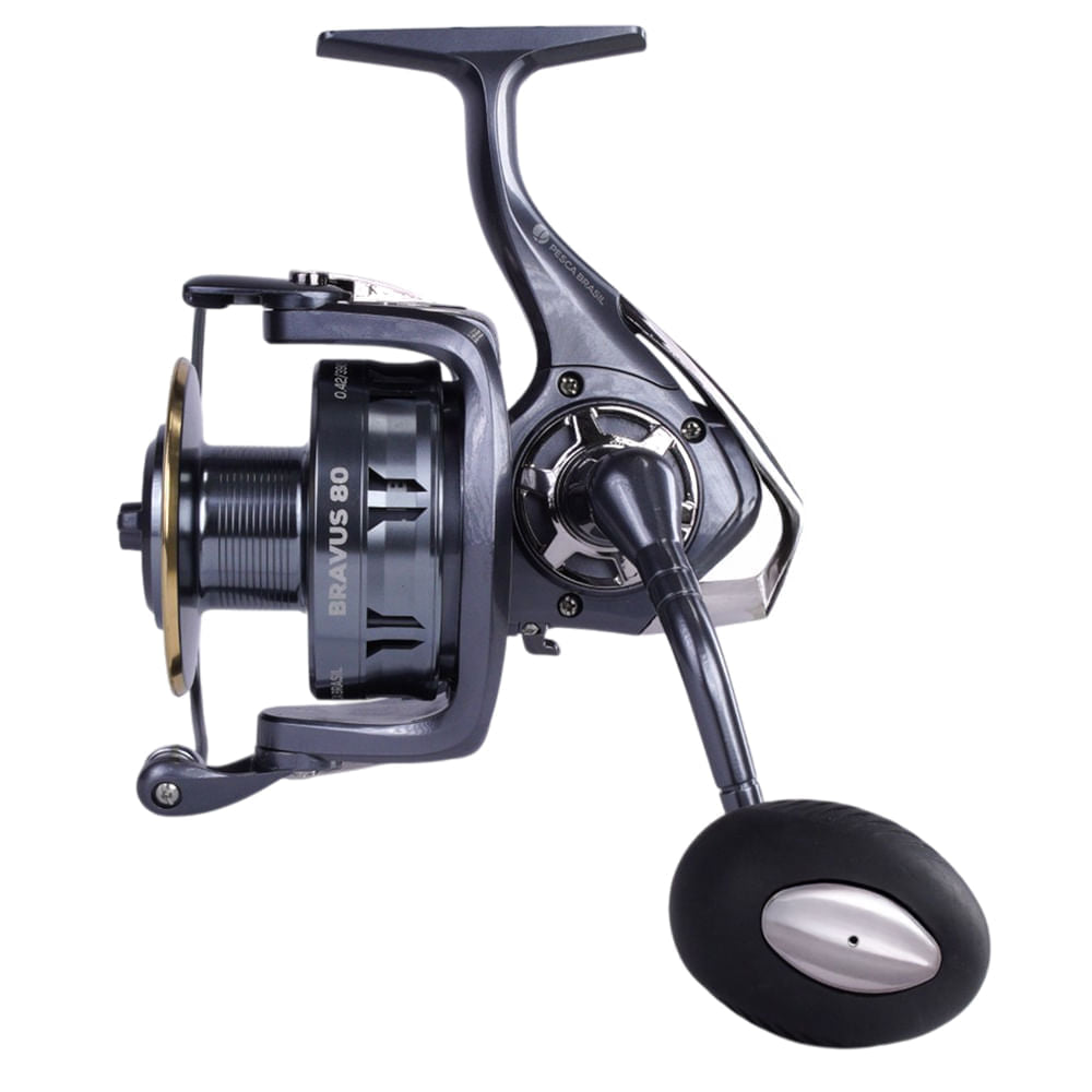Molinete Bravus 80 Pesca Brasil 4+1 Rolamentos e Ambidestro