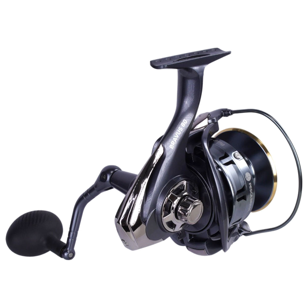 Molinete Bravus 80 Pesca Brasil 4+1 Rolamentos e Ambidestro