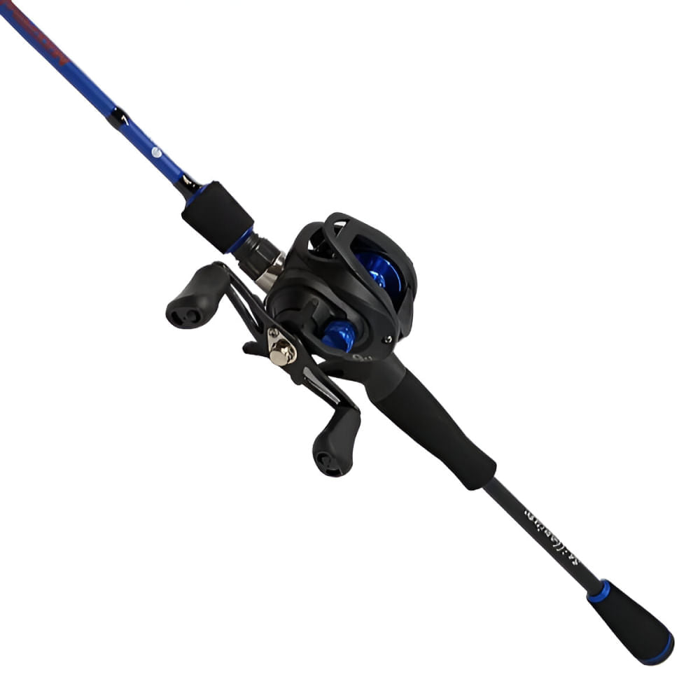 Combo Vara e Carretilha Maxpower Esquerda em Fibra de Carbono 1,80m Azul Pesca Brasil